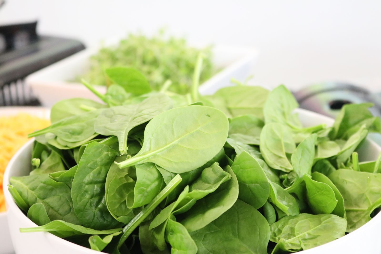 Fresh spinach leaves, a source of potassium and magnesium