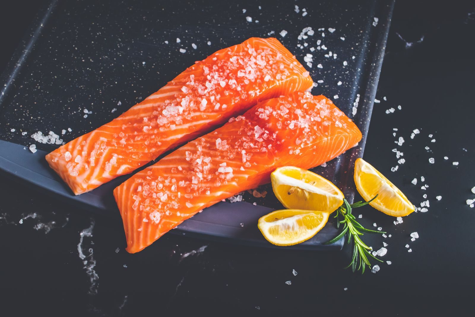 Raw salmon fillet, a source of omega-3 and coenzyme Q10
